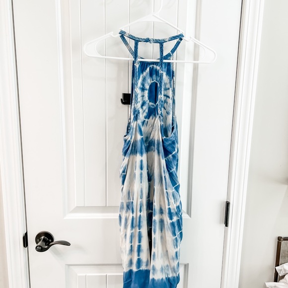 American Eagle Blue Tie Dye Halter Racerback Sun Dress Size Small - Picture 4 of 12